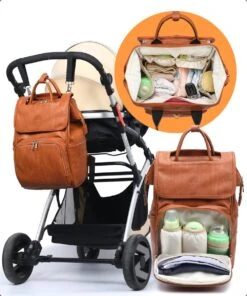 JeRie Luiertas Rugzak – Verschoonmatje – Verzorgingstas – Luiertassen – Met Kinderwagen Haken - Bruin -Babyproducten 1000x1200 3
