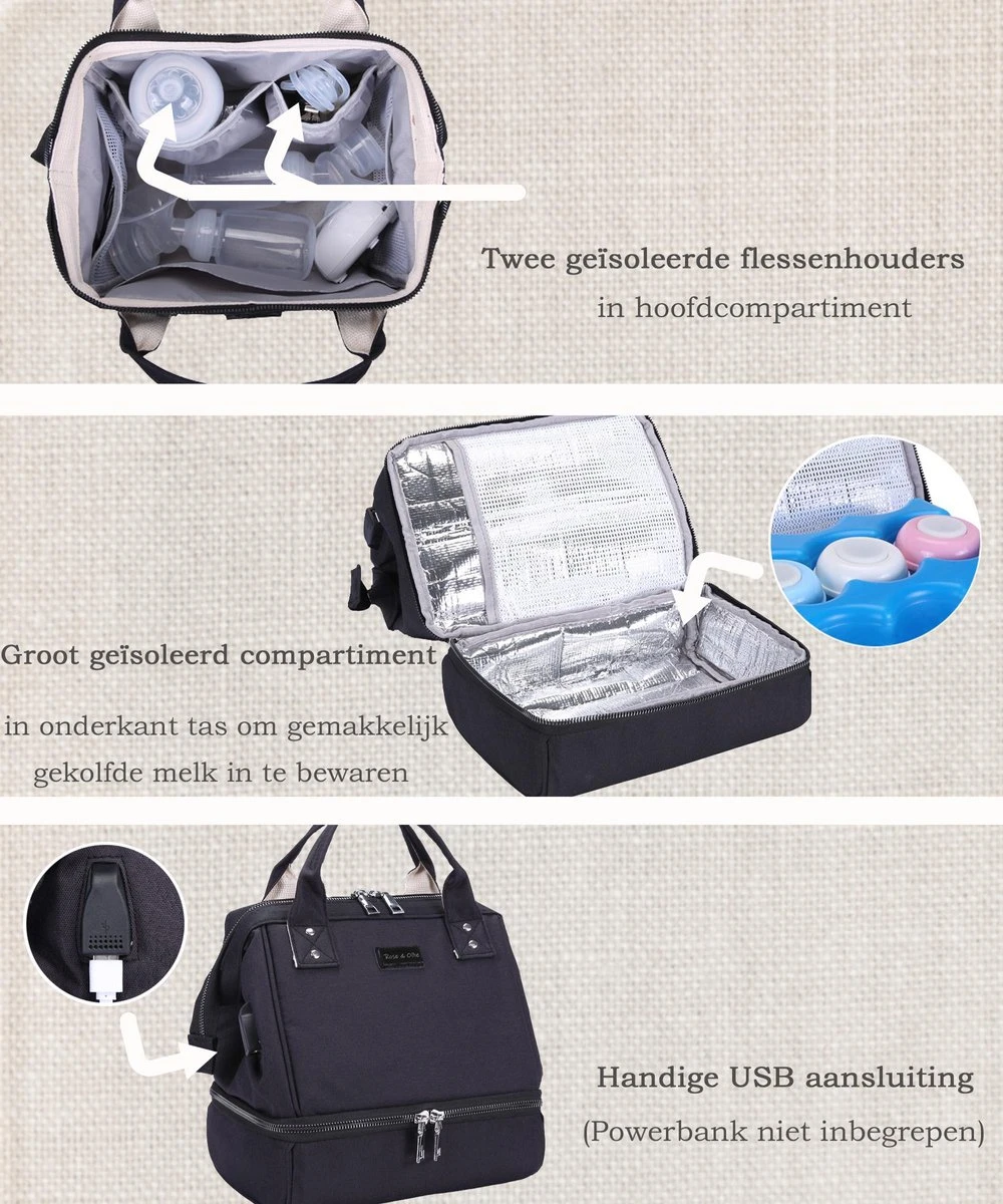 Rose & Ollie Kleine Kolftas Handtas Model Zwart - Koeltas Moedermelk 6 Rose & Ollie Kleine Kolftas Handtas Model Zwart - Koeltas Moedermelk - Afbeelding 4