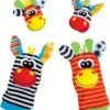 Playgro Pols- En Voetrammelaarset Zebra & Giraf - Set Van 4 Stuks, 2 Polsbandjes En 2 Rammelsokjes -Babyproducten 1029x1200
