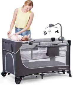 Kinderkraft Campingbed - Leody Met Accessoires - Roze -Babyproducten 1030x1200 2