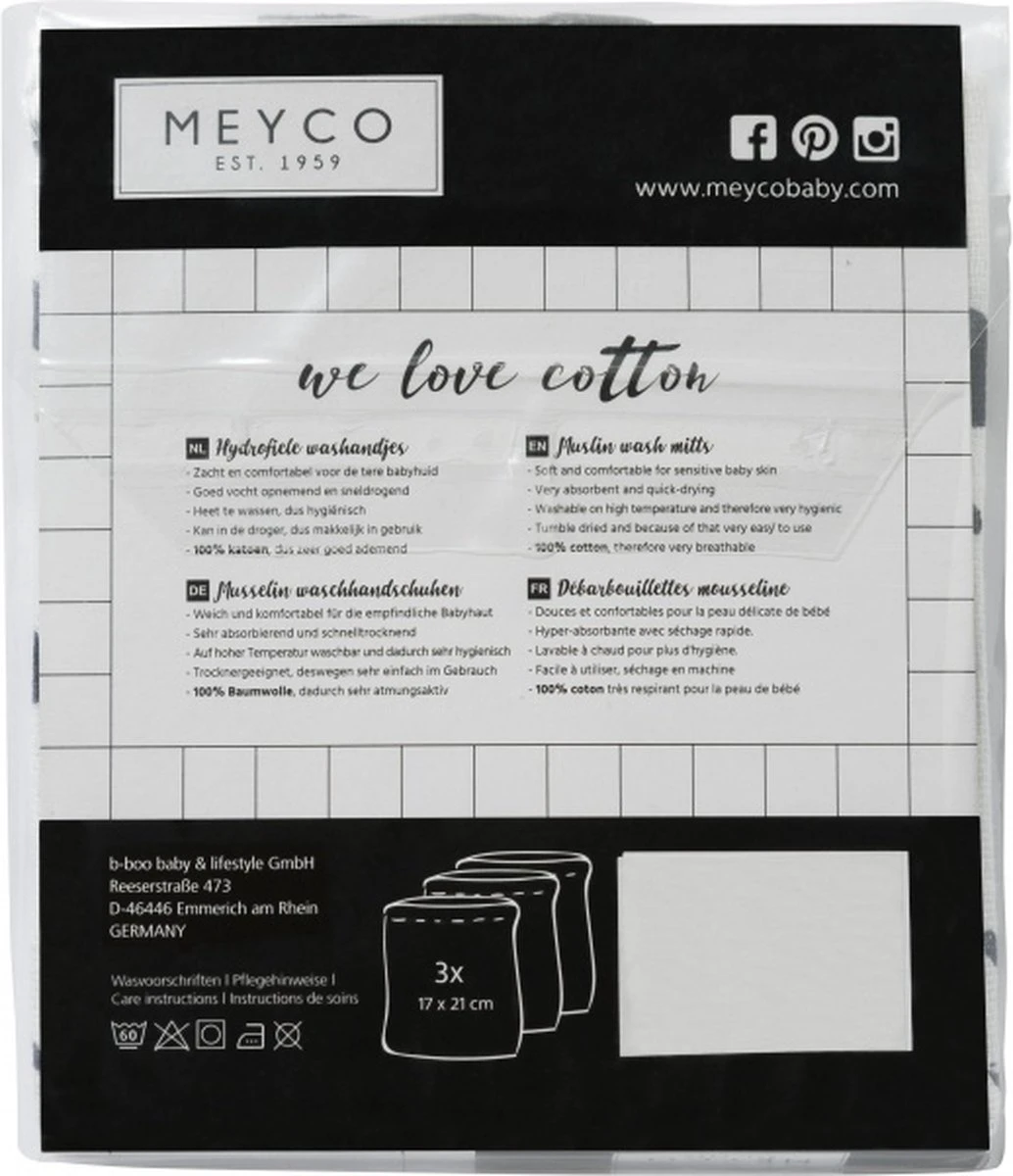 Meyco Hydrofiele Washandjes 3-pack - Feathers-Clouds-Dots - Grijs/Wit 6 Meyco Hydrofiele Washandjes 3-pack - Feathers-Clouds-Dots - Grijs/Wit - Afbeelding 4