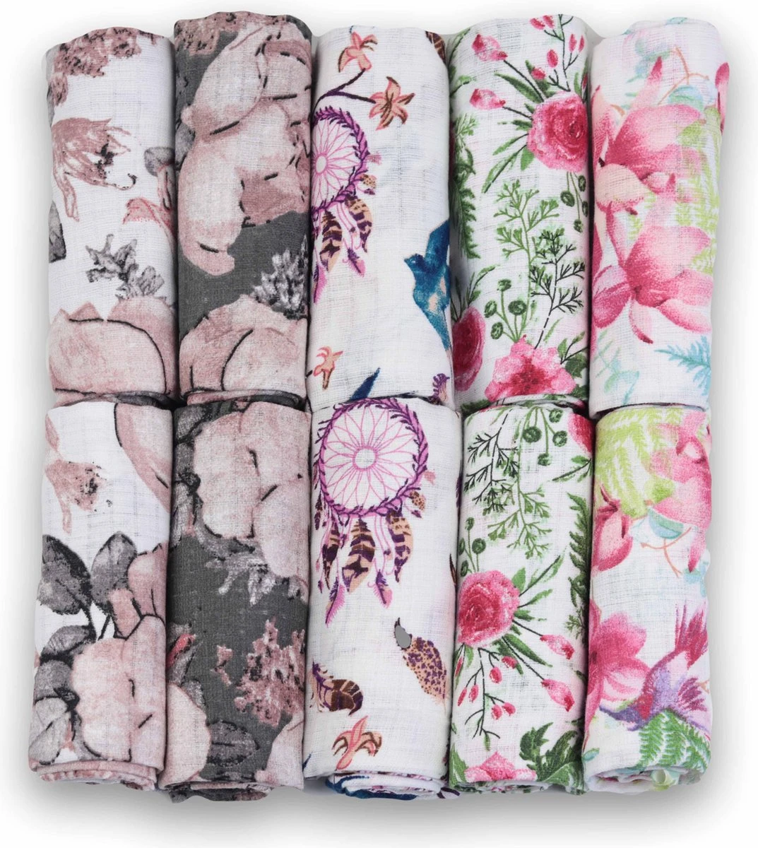 Hydrofiele Doeken - Hydrofiele Luiers - 70 X 80 Cm - 10 Pack - Roze- Bloemen - Meisje - Standard 100 By Oeko-tex® - Fensilo 3 Hydrofiele Doeken - Hydrofiele Luiers - 70 X 80 Cm - 10 Pack - Roze- Bloemen - Meisje - Standard 100 By Oeko-tex® - Fensilo