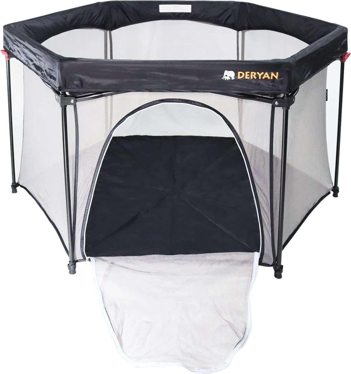 Deryan Draagbare Kinderbox - Zwart - Vaste Matrasbodem - Reisbox - Campingbedje 4 Deryan Draagbare Kinderbox - Zwart - Vaste Matrasbodem - Reisbox - Campingbedje - Afbeelding 2