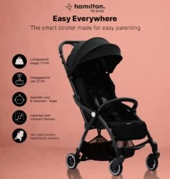 Hamilton By Yoop S1 Plus Buggy Met Monteerbare Zeno Plus Draagwieg - Nieuw En Hoger 2023 Model - Premium Budget Stroller Met One Hand Folding Technologie – Zwart - Licht, Verstelbaar, Wendbaar En Geschikt Van 0 Maanden Tot 4 Jaar – Inclusief Adapter -Babyproducten 1139x1200 6
