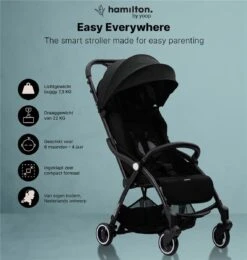 Hamilton By Yoop X1 Plus Buggy – Nieuw, Hoger, Uitgebreider 2023 Model – Premium Stroller Met One Hand Folding Technologie – Zwart – Lichte, Verstelbare En Wendbare Kinderwagen Met Vele Gemakken -Babyproducten 1140x1200 1