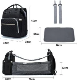 Luiertas - Multifuctioneel Luiertas 3 In 1 - Met Babybedje - Met Verschoningsmatje - Zwart - Met Usb - Met Verdikt Matras 20 Luiertas - Multifuctioneel Luiertas 3 In 1 - Met Babybedje - Met Verschoningsmatje - Zwart - Met Usb - Met Verdikt Matras -Babyproducten 1150x1200