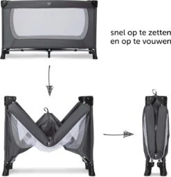 Hauck Dream N Play Plus Campingbedje Set - Met Matras En Muggennet - Grijs -Babyproducten 1161x1200