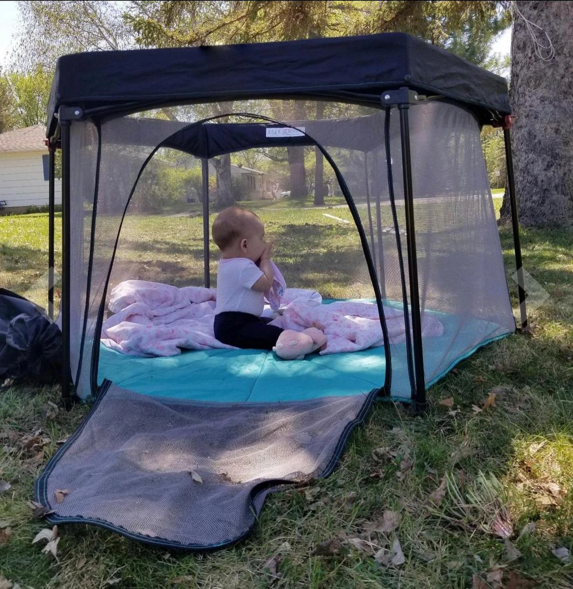 Deryan Draagbare Kinderbox - Zwart - Vaste Matrasbodem - Reisbox - Campingbedje 8 Deryan Draagbare Kinderbox - Zwart - Vaste Matrasbodem - Reisbox - Campingbedje - Afbeelding 6