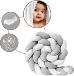 Bedbumper - Bedomrander - Bedbumper Ledikant - Bedbumper Gevlochten - Boxomrander - Babykamer Accessoires - 3 Meter - Katoen - Grijs/wit 8 Bedbumper - Bedomrander - Bedbumper Ledikant - Bedbumper Gevlochten - Boxomrander - Babykamer Accessoires - 3 Meter - Katoen - Grijs/wit -Babyproducten 1173x1200 4