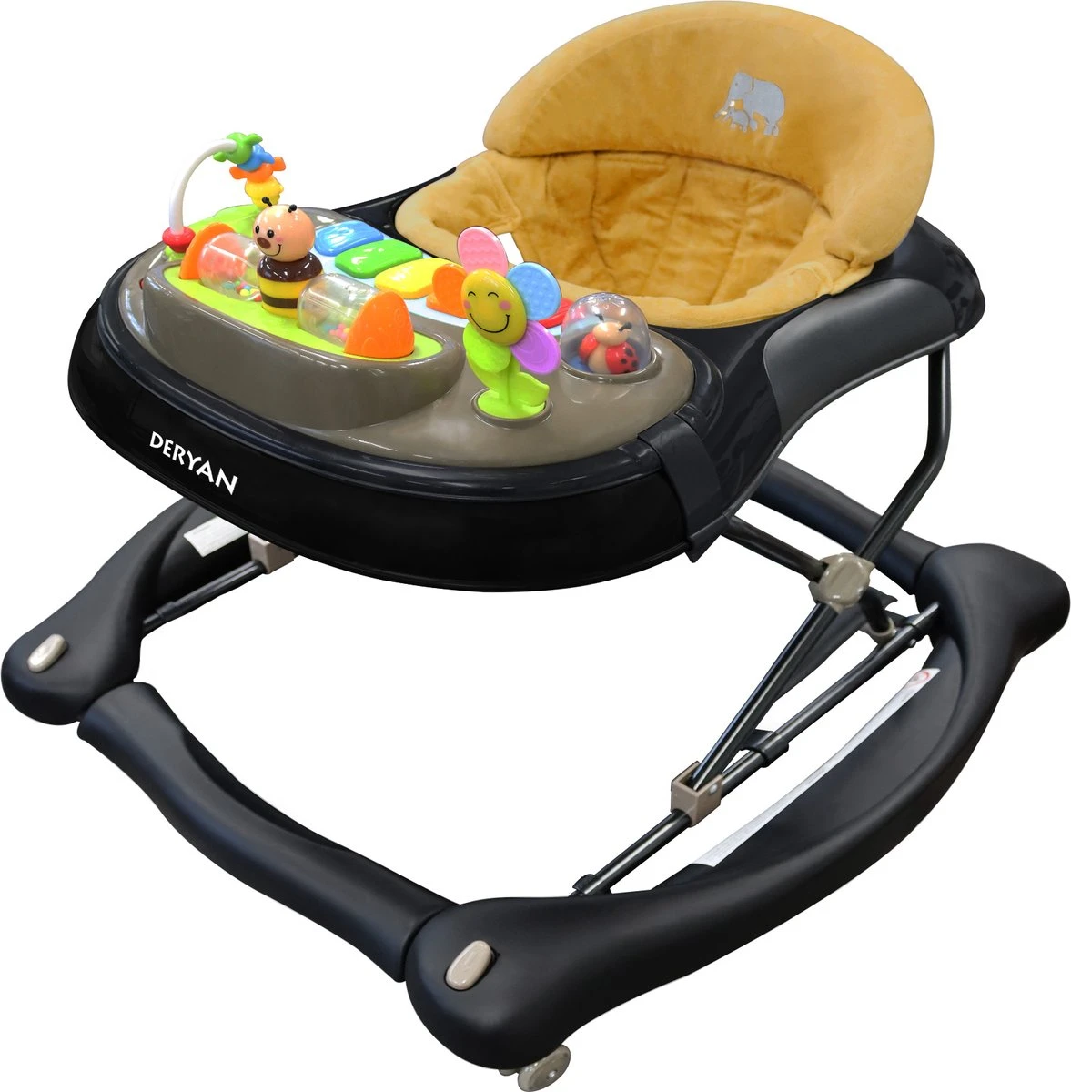 Deryan Luxe Loopstoel - Schommelfunctie - Inclusief Speelset En Dienblad - Zwart/Nougat 4 Deryan Luxe Loopstoel - Schommelfunctie - Inclusief Speelset En Dienblad - Zwart/Nougat - Afbeelding 2