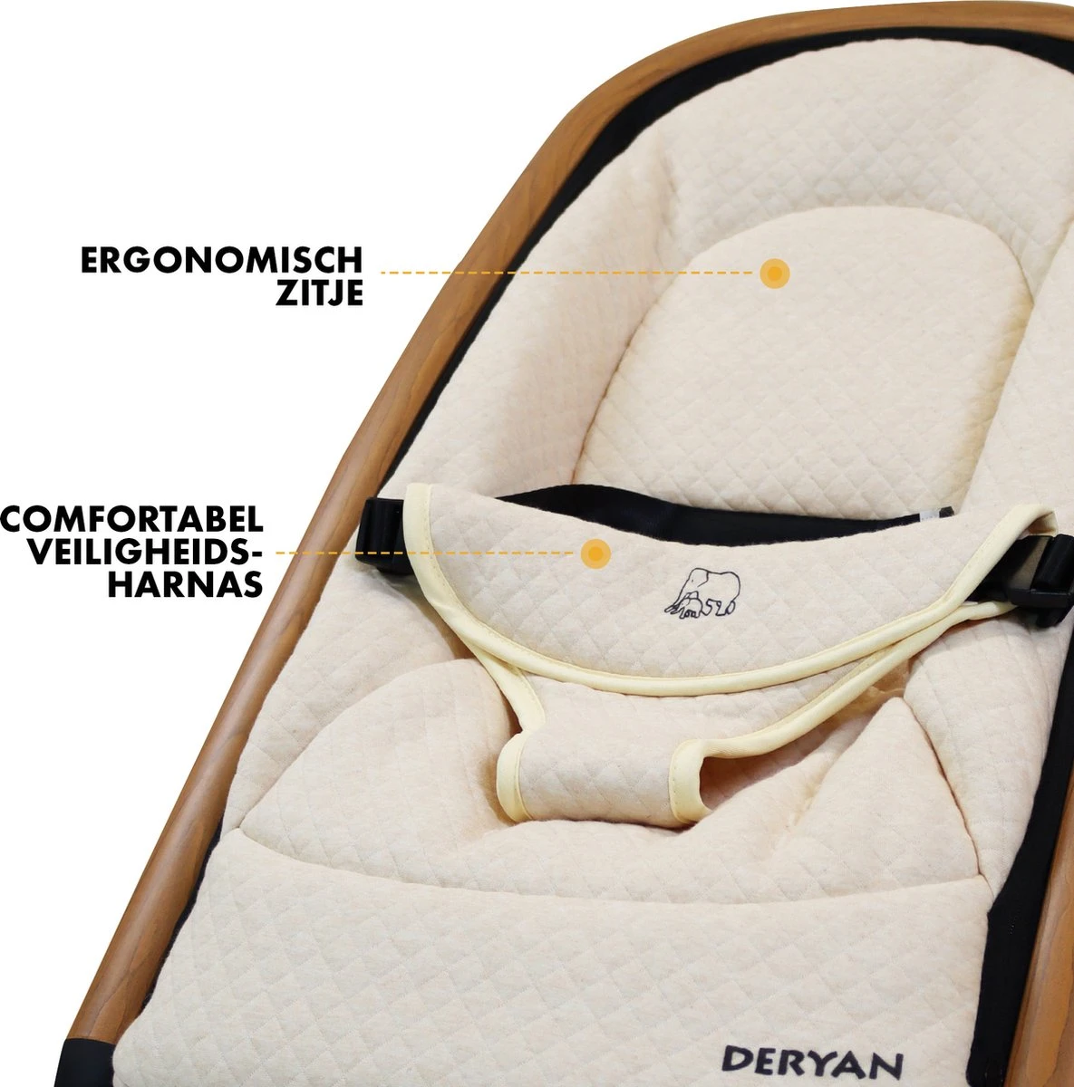 Deryan Rocker Wipstoel - Luxe 2-in-1 - Nougat/Cream 8 Deryan Rocker Wipstoel - Luxe 2-in-1 - Nougat/Cream - Afbeelding 6