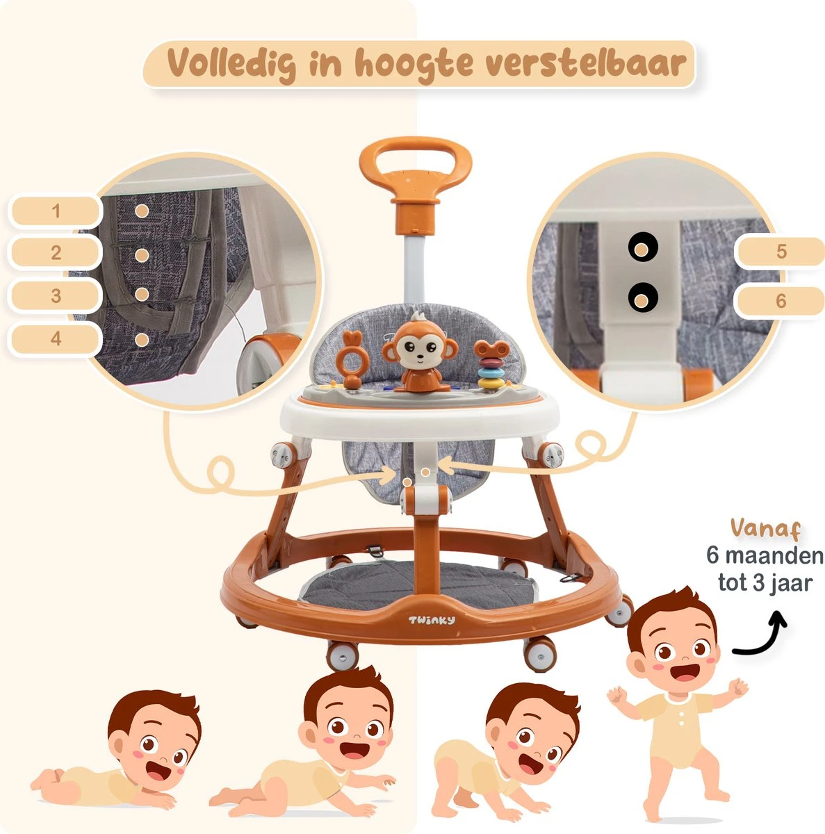 Twinky® Babywalker – Luxe Loopstoel Met 3-delige Speelset – Loopstoeltje Voor Baby Inclusief Voetenmat En Steel 4 Twinky® Babywalker – Luxe Loopstoel Met 3-delige Speelset – Loopstoeltje Voor Baby Inclusief Voetenmat En Steel - Afbeelding 2