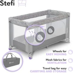Lionelo Stefi - Campingbedje - 125x65cm - Tot 15kg - Transporttas -Babyproducten 1188x1200