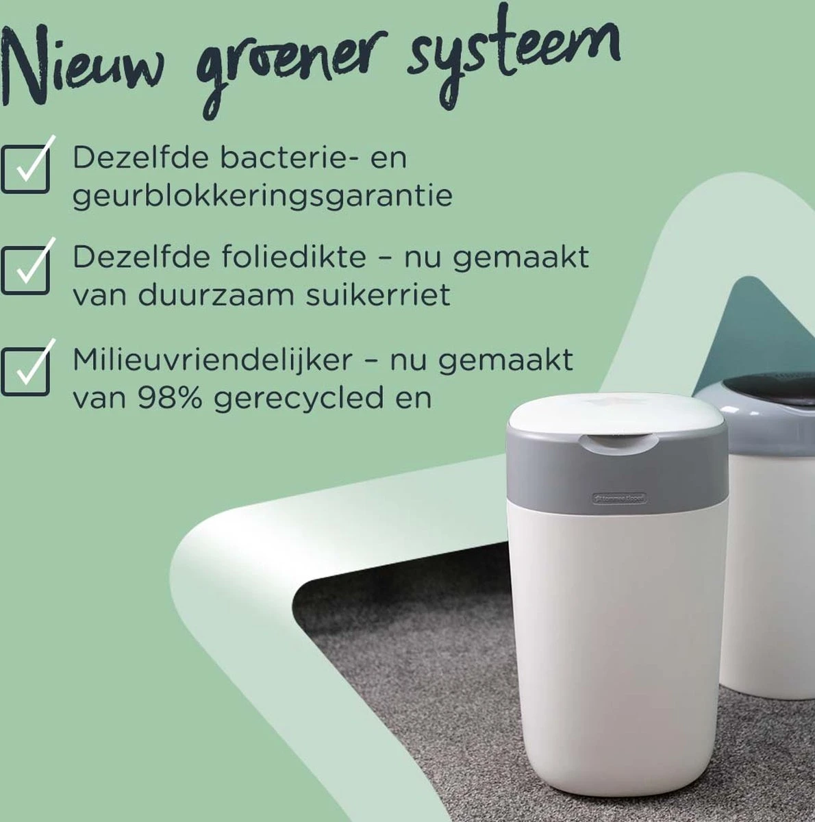 Tommee Tippee Milieuvriendelijke Twist & Click Luieremmer - Met 1 Navulcassette - Groen 11 Tommee Tippee Milieuvriendelijke Twist & Click Luieremmer - Met 1 Navulcassette - Groen - Afbeelding 9