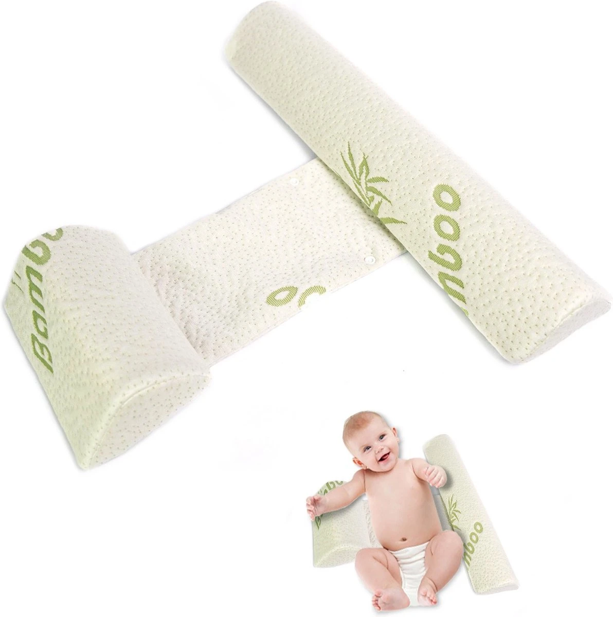 Novalits - Orthopedisch Baby Zijslaapkussen Met Traagschuim En Anti-Allergene Bamboe Microvezel Stof Om Een Plat Hoofd Tegen Te Gaan - Zijligkussen Voor Peuter - Babykussen Zijligging - Rolkussen - Steunkussen - Slaapondersteuning 3 Novalits - Orthopedisch Baby Zijslaapkussen Met Traagschuim En Anti-Allergene Bamboe Microvezel Stof Om Een Plat Hoofd Tegen Te Gaan - Zijligkussen Voor Peuter - Babykussen Zijligging - Rolkussen - Steunkussen - Slaapondersteuning