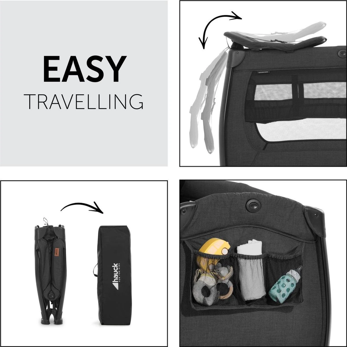 Hauck Play N Relax Center Campingbedje - Zwart 7 Hauck Play N Relax Center Campingbedje - Zwart - Afbeelding 5