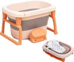 FOXSPORT Babybadje - Inklapbaar Bad - Bad Baby - Zitbad - Bath Bucket - Opvouwbaar Bad Kinderen - Baby Badje - Opvouwbaar Bad Baby - Opvouwbaar Bad - Baby Badkussen - Oranje -Babyproducten 1200x1001 4
