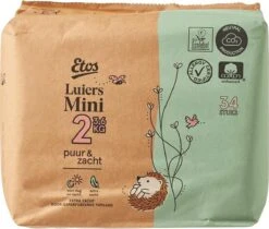 Etos Luiers Puur & Zacht - Maat 2 - 3 Tot 6 Kg - 102 Stuks (3x34)