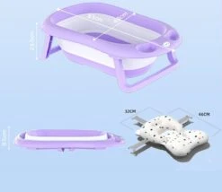 K IKIDO Babybadje Opvouwbaar - 3 In 1 Opvouwbaar - 83 × 48 × 23,5 Cm - Baby Badje - Peuterbadje - Babybadkuip -Inclusief Badkussen - Purper -Babyproducten 1200x1042 3