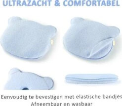 SIMIA™ Ergonomisch Babykussen Met Afneembare Hoes - Tegen Plat Achterhoofd - Hoofdkussen - Traagschuim Kussen - Memory Foam - Baby Steunkussen - Kraamcadeau - Blauw -Babyproducten 1200x1051 5