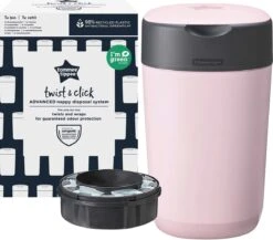 Tommee Tippee Milieuvriendelijke Twist & Click Luieremmer - Met 1 Navulcassette - Roze -Babyproducten 1200x1056 1