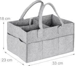 Relaxdays Luiertas Baby - Verzorgingstas Vilt - Organizer Luiers - Uitneembare Schotjes - Lichtgrijs -Babyproducten 1200x1057