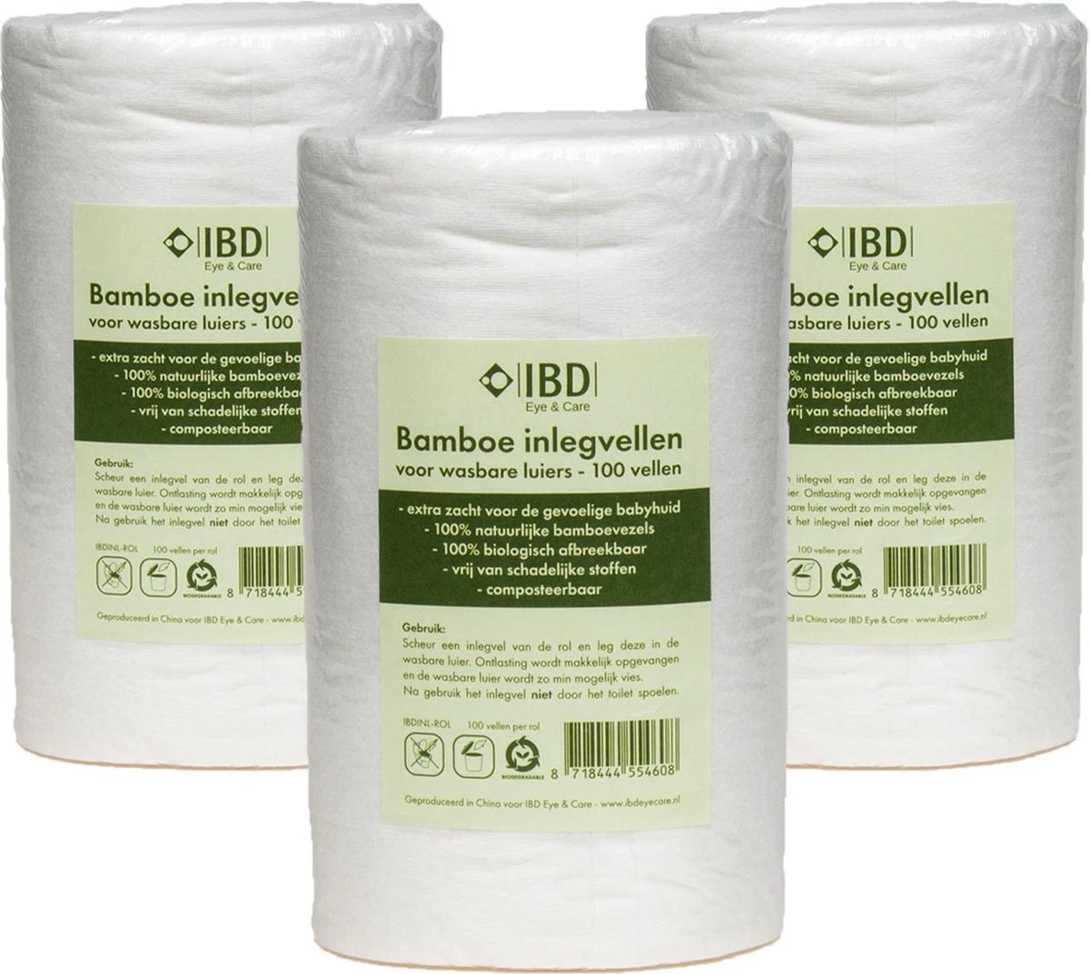 Bamboe Inlegvellen Wasbare Luiers - 300 Inlegvellen - 3 Rollen 3 Bamboe Inlegvellen Wasbare Luiers - 300 Inlegvellen - 3 Rollen