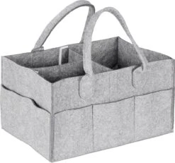 Relaxdays Luiertas Baby - Verzorgingstas Vilt - Organizer Luiers - Uitneembare Schotjes - Lichtgrijs -Babyproducten 1200x1123