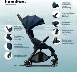 Hamilton By Yoop One Prime X1 Buggy - Premium Stroller Met One Hand Folding Technologie - Blauw - Lichte, Verstelbare En Wendbare Kinderwagen Met Vele Gemakken -Babyproducten 1200x1127