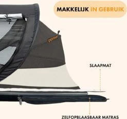 Deryan Peuter Luxe Campingbedje – Inclusief Zelfopblaasbare Matras - Zwart -Babyproducten 1200x1132
