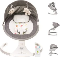 4Baby Rock 'n Relax Grijs - Babyschommel - Elektronische BabySwing - 5 Snelheden - Inclusief Accessoires -Babyproducten 1200x1143 2