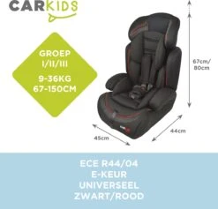 Carkids Verstelbaar Kinderautostoeltje Zwart En Rood | Kinderautostoel Groep 1-2-3 | Kinderen Van 9 Maanden-12 Jaar | 9-36 Kg -Babyproducten 1200x1150 5