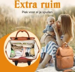 JeRie Luiertas Rugzak – Verschoonmatje – Verzorgingstas – Luiertassen – Met Kinderwagen Haken - Bruin -Babyproducten 1200x1150 7