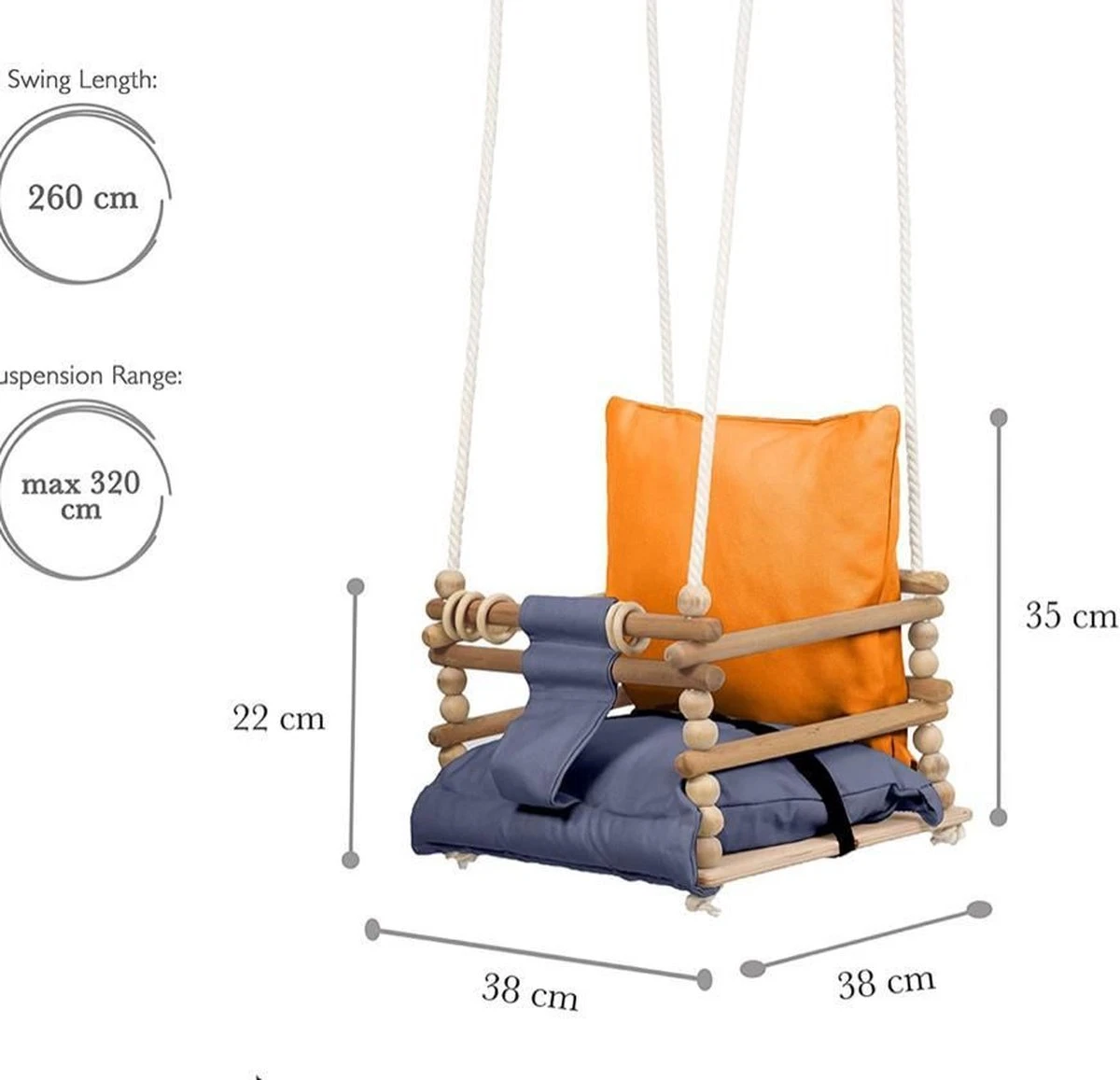 Babyschommel Met Berkenhout - Schommel Baby - Baby Swing Tot 60 Kg - Verstelbaar Schommel Kind - Babyswing 4 Babyschommel Met Berkenhout - Schommel Baby - Baby Swing Tot 60 Kg - Verstelbaar Schommel Kind - Babyswing - Afbeelding 2