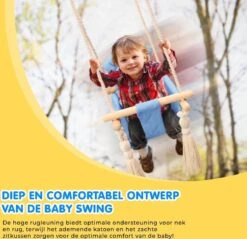 Melvy® - Baby Schommel Peekaboo – Blauw – Baby Swing – Schommelstoel Baby – Baby Schommel Buiten – Baby Schommelstoel – Babyzitje – Stof – Hout – Incl. Zacht Kussen & Bevestigingsmateriaal -Babyproducten 1200x1160