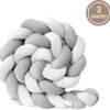 Bedbumper - Bedomrander - Bedbumper Ledikant - Bedbumper Gevlochten - Boxomrander - Babykamer Accessoires - 3 Meter - Katoen - Grijs/wit -Babyproducten 1200x1163 5