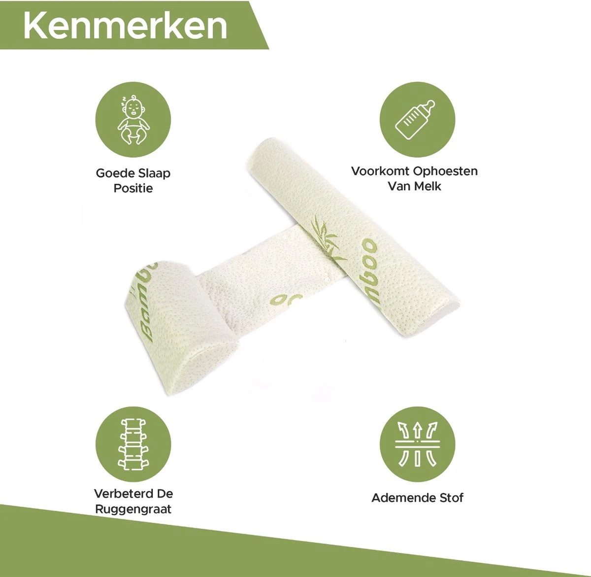 Novalits - Orthopedisch Baby Zijslaapkussen Met Traagschuim En Anti-Allergene Bamboe Microvezel Stof Om Een Plat Hoofd Tegen Te Gaan - Zijligkussen Voor Peuter - Babykussen Zijligging - Rolkussen - Steunkussen - Slaapondersteuning 4 Novalits - Orthopedisch Baby Zijslaapkussen Met Traagschuim En Anti-Allergene Bamboe Microvezel Stof Om Een Plat Hoofd Tegen Te Gaan - Zijligkussen Voor Peuter - Babykussen Zijligging - Rolkussen - Steunkussen - Slaapondersteuning - Afbeelding 2