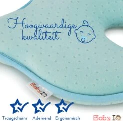 Baby IQ Orthopedisch Baby Hoofdkussen – Traagschuim – Tegen Plat Achterhoofd – Baby Kussen Plat Hoofd - Kraamcadeau – Blauw – Incl Gratis Bandana Slabber -Babyproducten 1200x1175 3