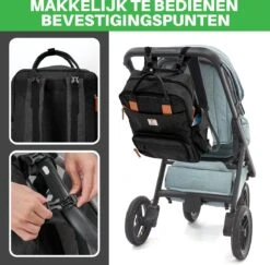Brisby Slijtvaste Luiertas – Verzorgingstas – Met Buggymontage - Zwart -Babyproducten 1200x1181