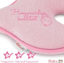 Baby IQ Orthopedisch Baby Hoofdkussen – Traagschuim – Tegen Plat Achterhoofd – Kraamcadeau –Roze – Incl Bandana Slabber -Babyproducten 1200x1181 9