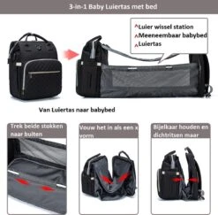Luiertas - Multifuctioneel Luiertas 3 In 1 - Met Babybedje - Met Verschoningsmatje - Zwart - Met Usb - Met Verdikt Matras 22 Luiertas - Multifuctioneel Luiertas 3 In 1 - Met Babybedje - Met Verschoningsmatje - Zwart - Met Usb - Met Verdikt Matras -Babyproducten 1200x1182