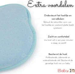 Baby IQ Orthopedisch Baby Hoofdkussen – Traagschuim – Tegen Plat Achterhoofd – Baby Kussen Plat Hoofd - Kraamcadeau – Blauw – Incl Gratis Bandana Slabber -Babyproducten 1200x1188 10