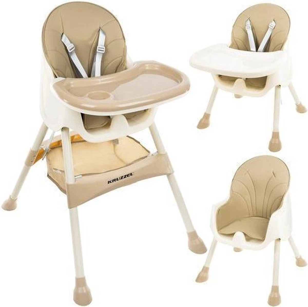 Kinderstoel 3 In 1 - 5 Punts Veiligheidsgordel - Beige 3 Kinderstoel 3 In 1 - 5 Punts Veiligheidsgordel - Beige