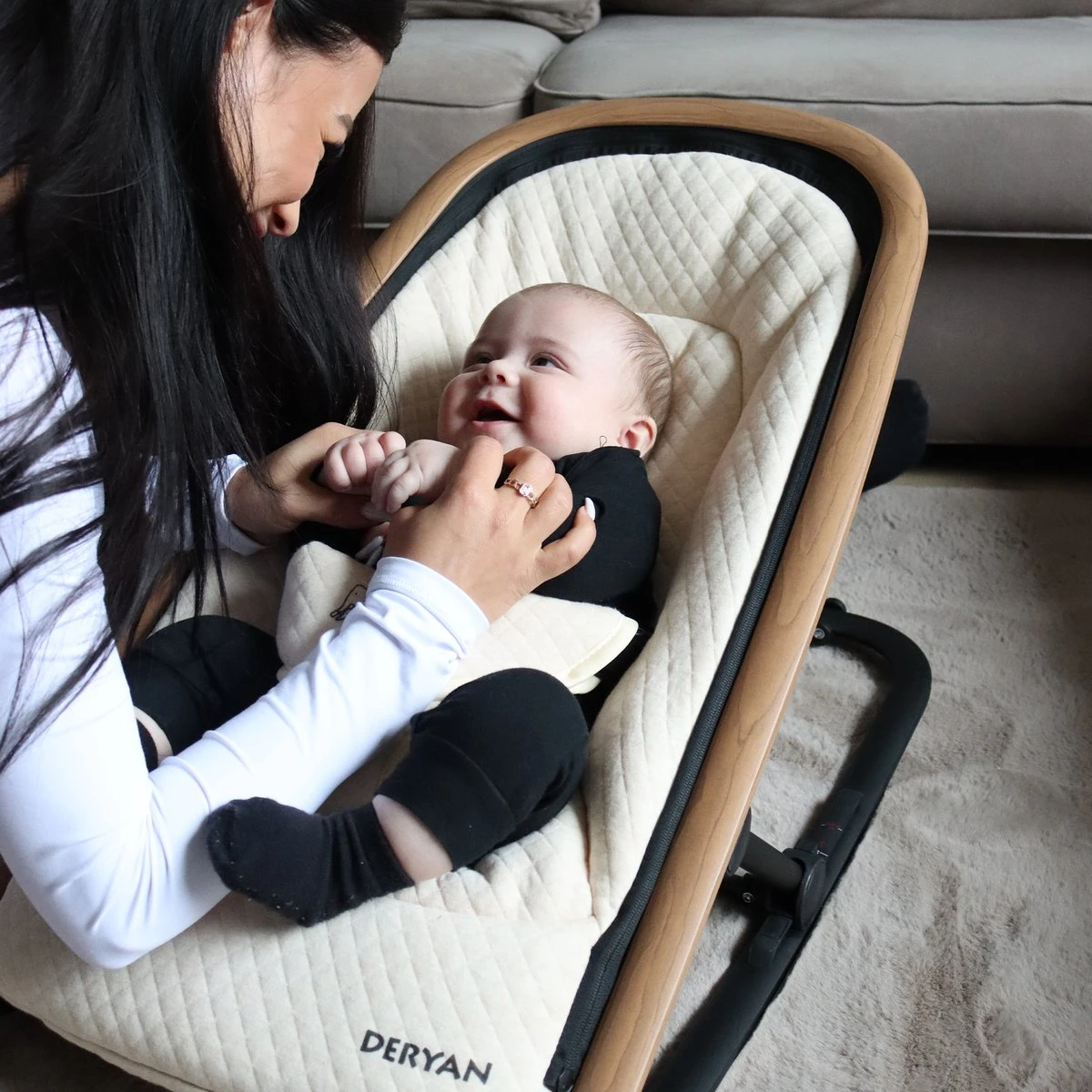 Deryan Rocker Wipstoel - Luxe 2-in-1 - Nougat/Cream 9 Deryan Rocker Wipstoel - Luxe 2-in-1 - Nougat/Cream - Afbeelding 7