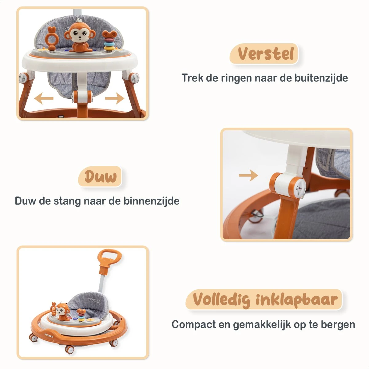Twinky® Babywalker – Luxe Loopstoel Met 3-delige Speelset – Loopstoeltje Voor Baby Inclusief Voetenmat En Steel 7 Twinky® Babywalker – Luxe Loopstoel Met 3-delige Speelset – Loopstoeltje Voor Baby Inclusief Voetenmat En Steel - Afbeelding 5