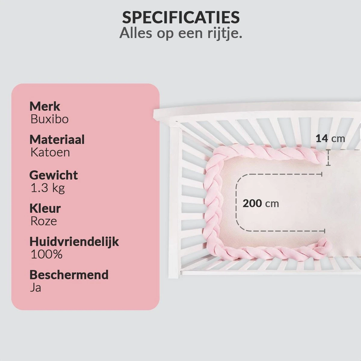 Buxibo Baby Bed Bumper - Baby Veiligheid/Hoofdbescherming/Bedbescherming - Multifunctionele Voedingskussen/Bedomrande/Boxomrander - 200CM - Roze 9 Buxibo Baby Bed Bumper - Baby Veiligheid/Hoofdbescherming/Bedbescherming - Multifunctionele Voedingskussen/Bedomrande/Boxomrander - 200CM - Roze - Afbeelding 7