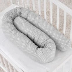 Fillikid Bedbumper 190 X 9 Cm Bedomrander Ledikant - Grijs Wit Stippen -Babyproducten 1200x1200 1343