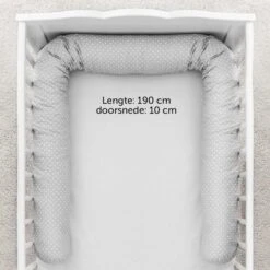 Fillikid Bedbumper 190 X 9 Cm Bedomrander Ledikant - Grijs Wit Stippen -Babyproducten 1200x1200 1346