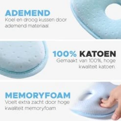 Baby Kussen Plat Hoofd - Slaapondersteuning Hoofdkussen - 0-12 Maanden - Orthopedisch - Inclusief E-book & Bestekset - Kraampakket - Kraamcadeau - Blauw -Babyproducten 1200x1200 1472