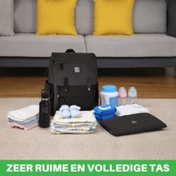 Brisby Slijtvaste Luiertas – Verzorgingstas - Two Tone Zwart En Donkergrijs - Inclusief Verschoonmatje - Isoleervakken - Met Geïntegreerde Kinderwagen Haken -Babyproducten 1200x1200 158